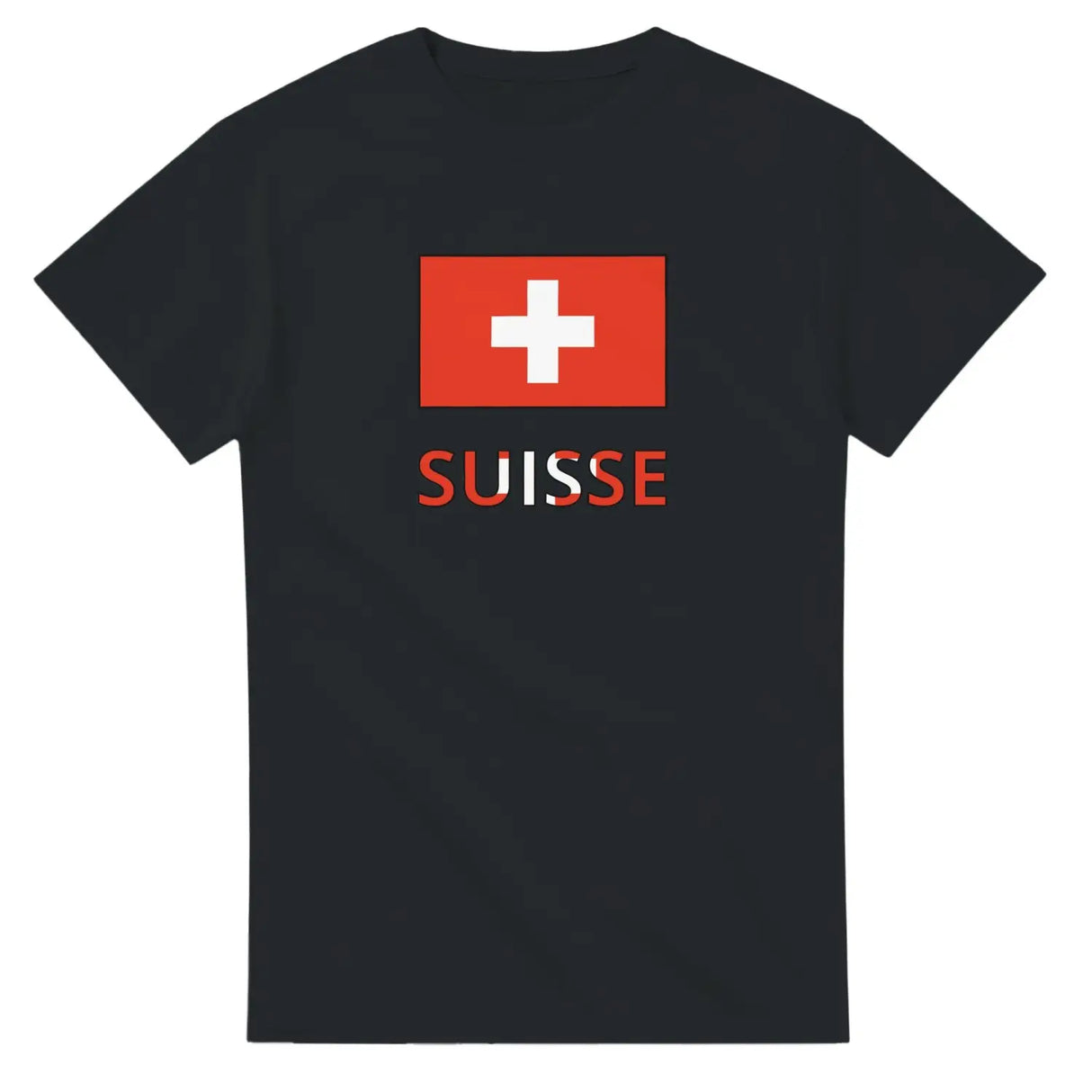 T-shirt drapeau suisse en texte - pixelforma