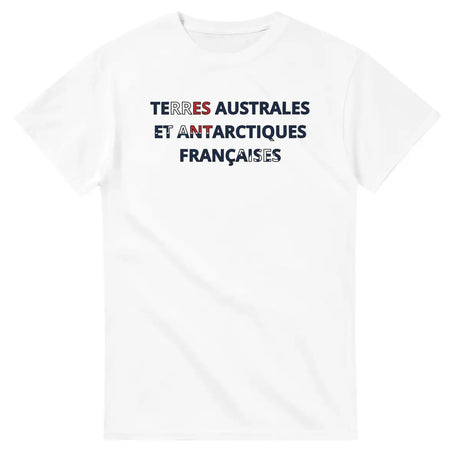 T-shirt drapeau terres australes et antarctiques françaises en écriture - pixelforma