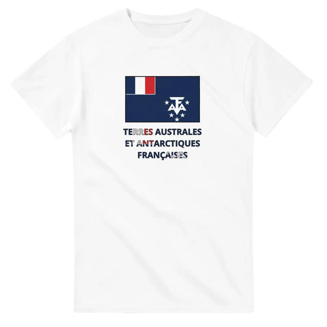 T-shirt Drapeau Terres australes et antarctiques françaises en texte - Pixelforma 