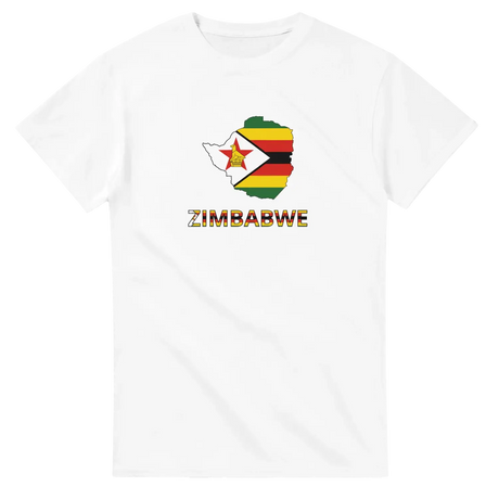 T-shirt drapeau zimbabwe en carte - pixelforma