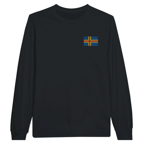 T-shirt manches longues drapeau åland broderie coton mélangé