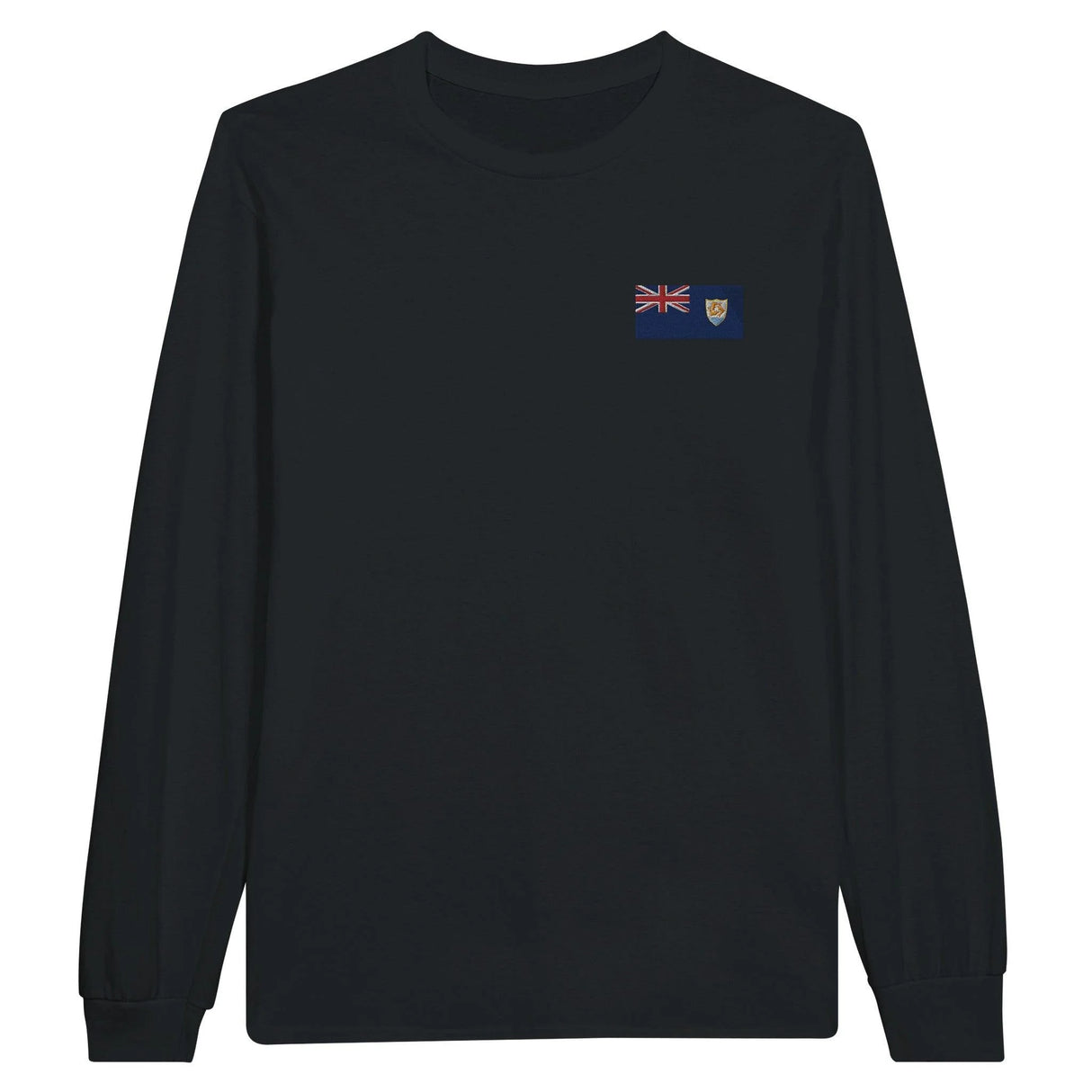 T-shirt manches longues drapeau anguilla coton broderie