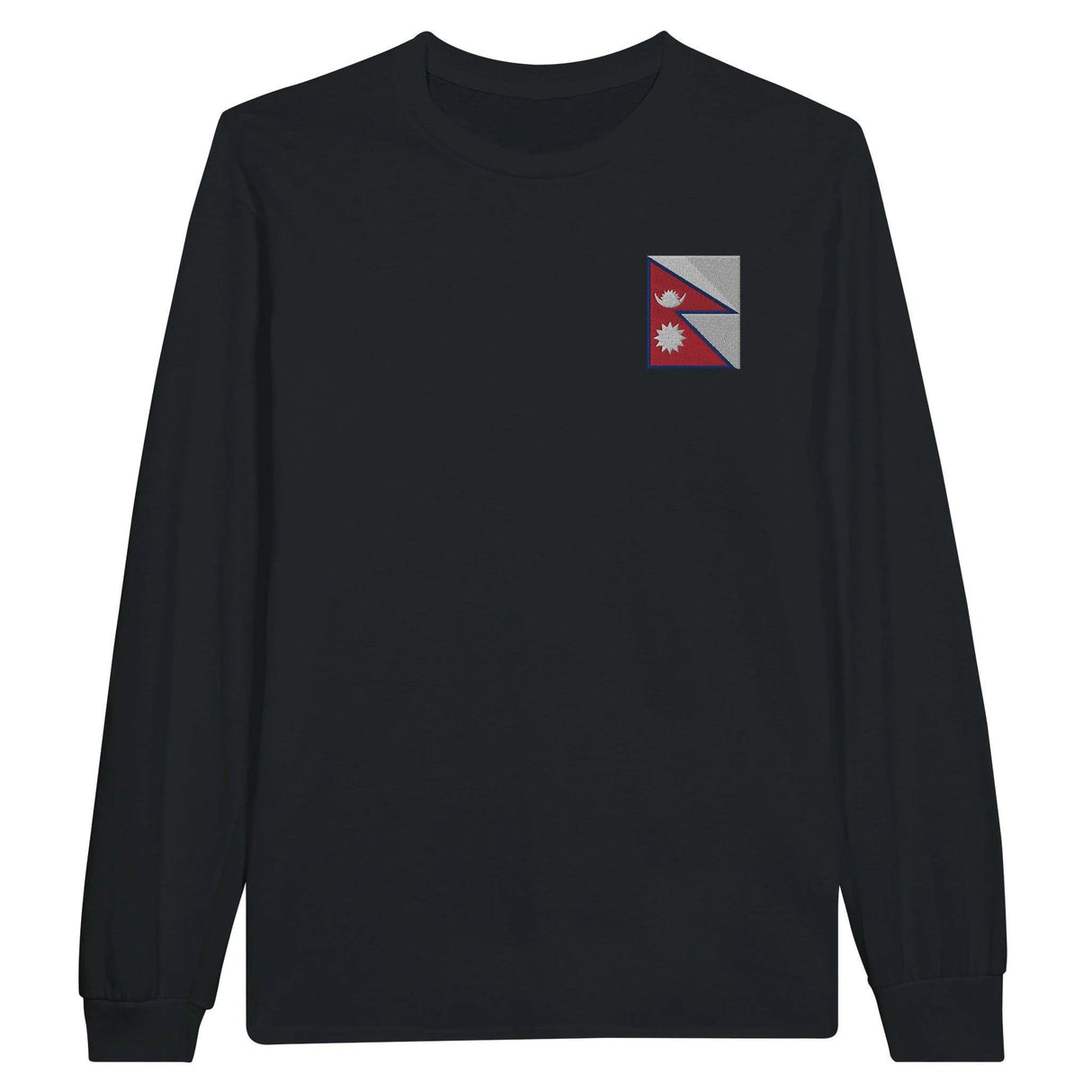T-shirt manches longues népal coton mélangé broderie couleur