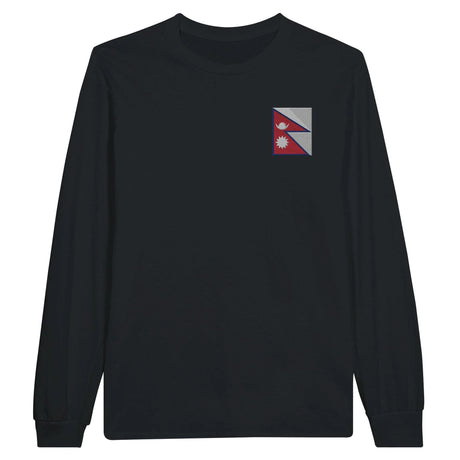 T-shirt manches longues népal coton mélangé broderie couleur